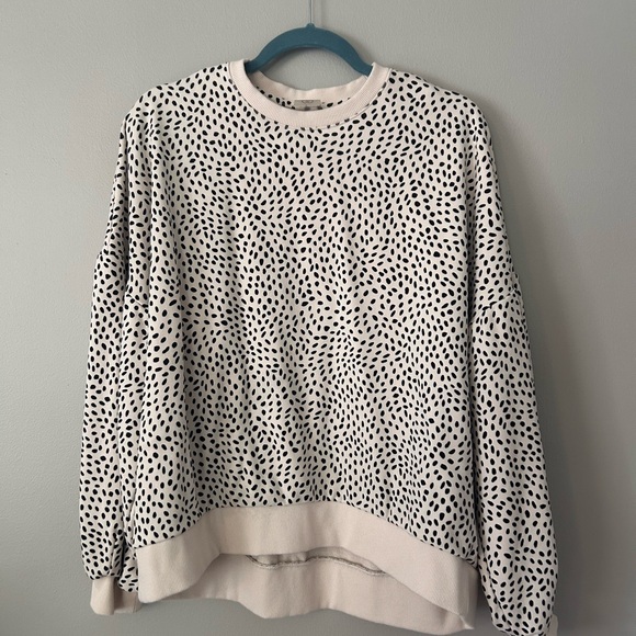 CALIA by Carrie Underwood Black and White Polka Dot Sweatshirt - Picture 1 of 2
